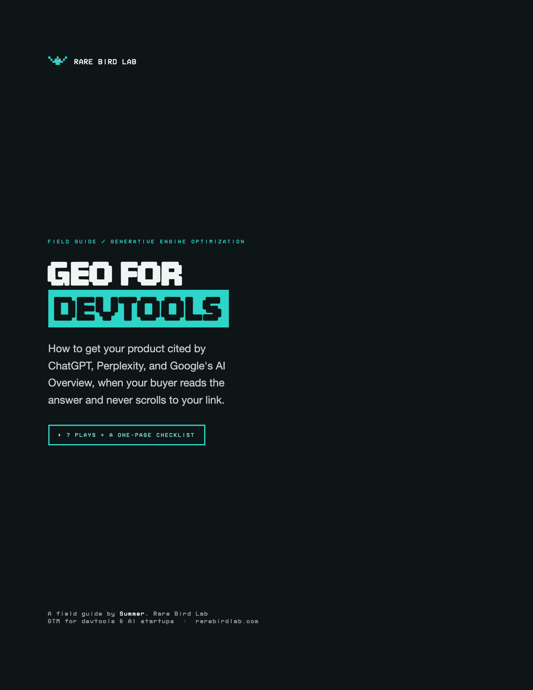 Cover of the GEO for Devtools playbook