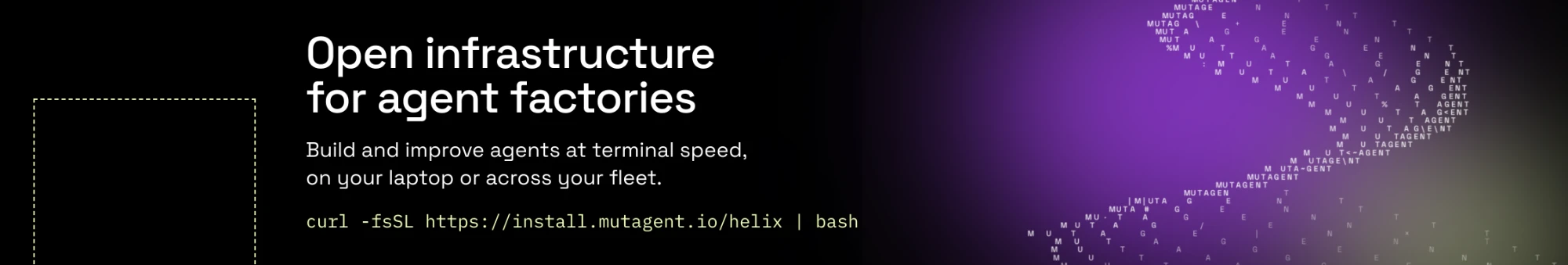Mutagent open infrastructure for agent factories banner, dark