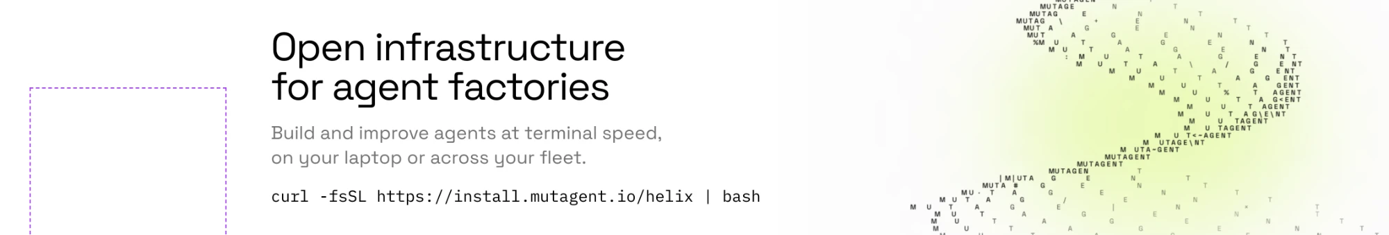 Mutagent open infrastructure for agent factories banner, light
